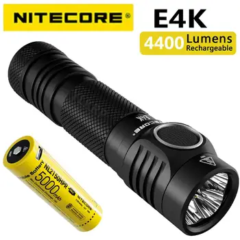 100% Оригинальный NITECORE E4K 4400 Люмен 4 x светодиодов CREE XP-L2 V6 21700 Компактный EDC-фонарик с литий-ионным аккумулятором емкостью 5000 мАч