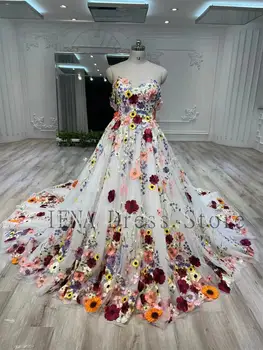 14832 #IENA 3D Цветы На Заказ Бюстгальтер и хвост жаккардовая плавающая вышивка кружевное цветочное представление Платья Невесты Свадебное платье