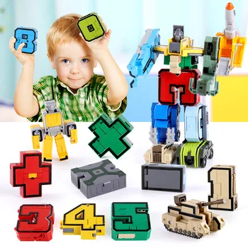 2023NewFunny Игрушка-робот-трансформер с магическим числом, робот-цифровая деформация, строительные блоки, фигурки, игрушки для раннего образования