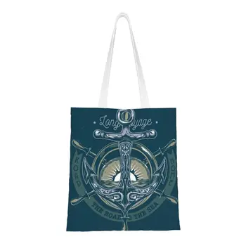 Изготовленные на заказ ретро Винтажные холщовые сумки для покупок с морским якорем, женские прочные сумки для покупок в магазине Sailor Tote