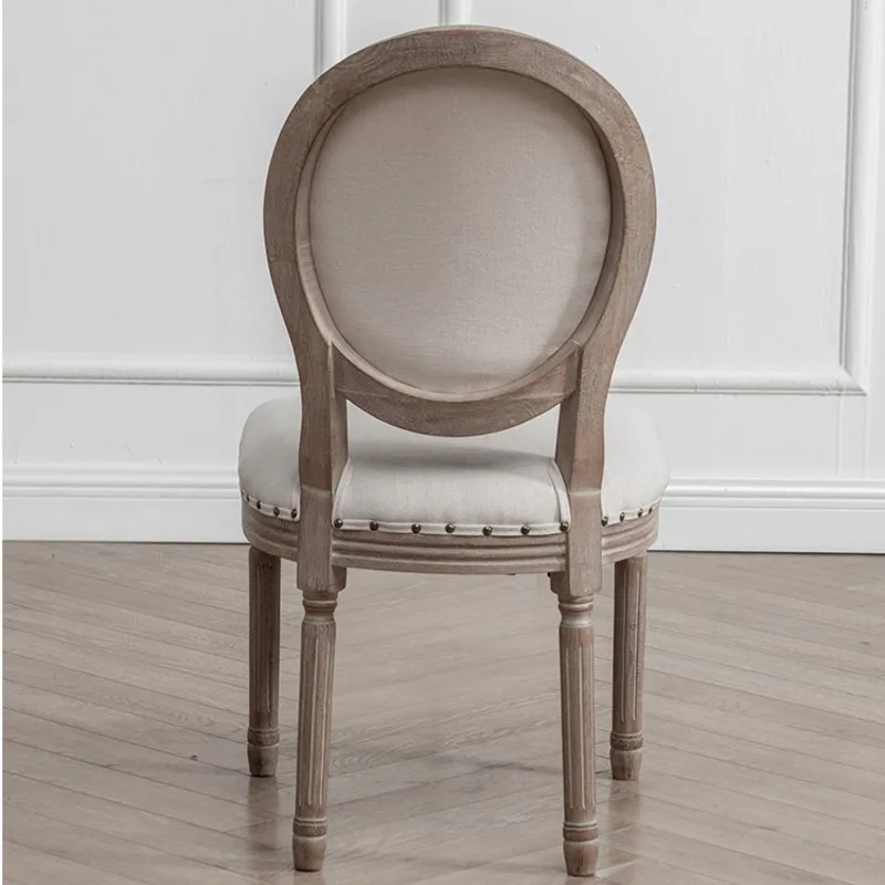 Старинный обеденный стул в стиле ретро, классический туалетный стул для спальни с круглой спинкой, домашние стулья для кухни, французское кресло из массива дерева. . ' - ' . 5