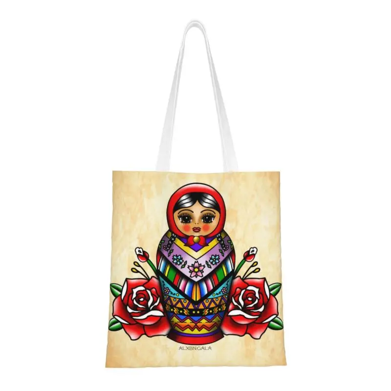 Мексиканская матрешка с цветочным узором, сумка для покупок, женская забавная русская бабушка, холщовые сумки для покупок через плечо . ' - ' . 0