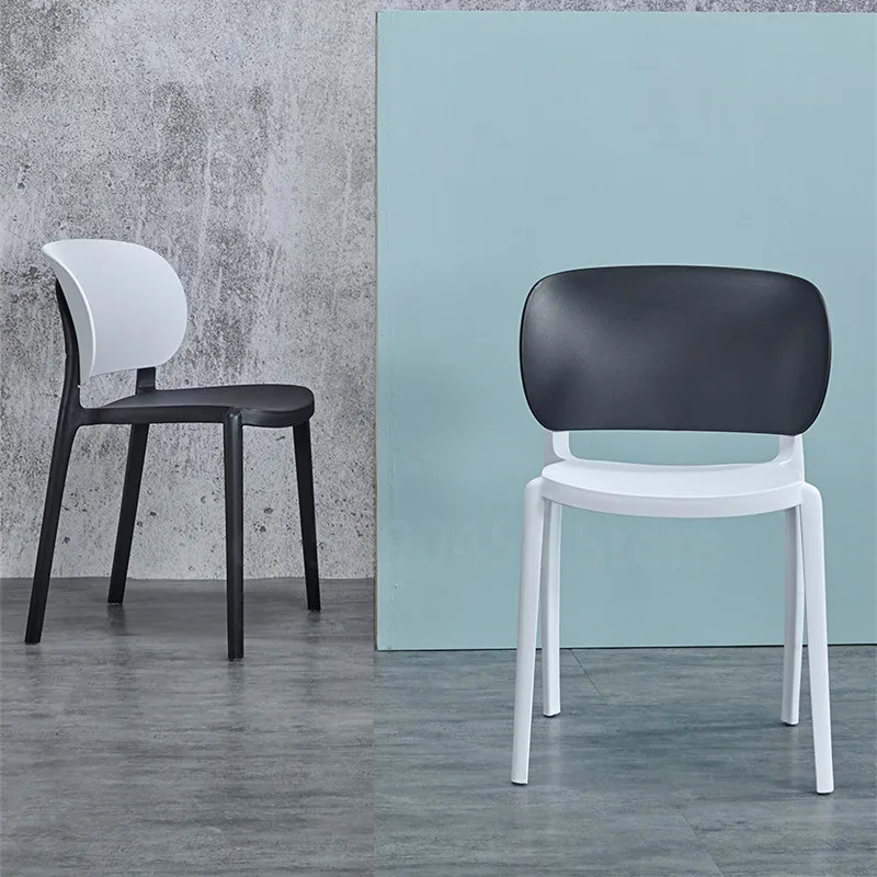 Скандинавский обеденный стул с пластиковой спинкой для домашнего ресторана, современный минималистичный повседневный стул, Утолщенный рабочий стул, мебель для кабинета . ' - ' . 0