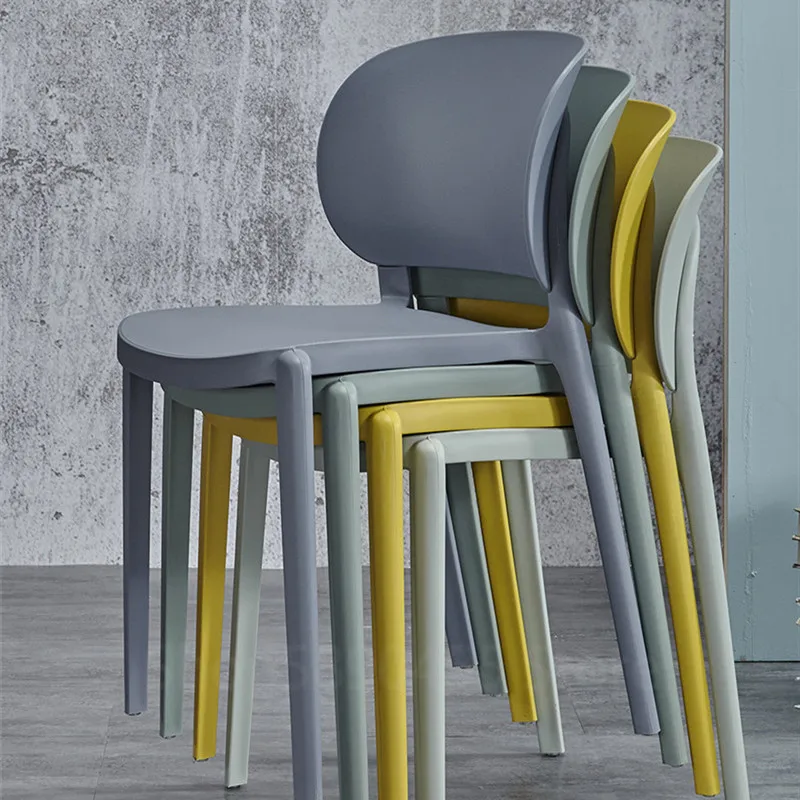 Скандинавский обеденный стул с пластиковой спинкой для домашнего ресторана, современный минималистичный повседневный стул, Утолщенный рабочий стул, мебель для кабинета . ' - ' . 1