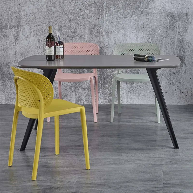 Скандинавский обеденный стул с пластиковой спинкой для домашнего ресторана, современный минималистичный повседневный стул, Утолщенный рабочий стул, мебель для кабинета . ' - ' . 2