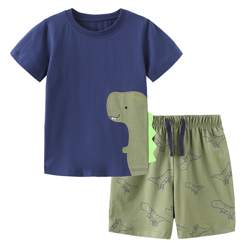 2ШТ Летней детской одежды Для маленьких мальчиков, повседневная хлопковая футболка с короткими рукавами + шорты, бутик детской одежды BC577 . ' - ' . 0
