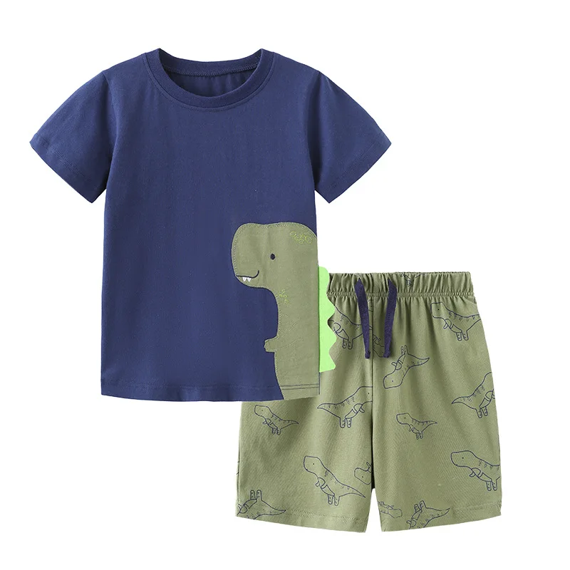 2ШТ Летней детской одежды Для маленьких мальчиков, повседневная хлопковая футболка с короткими рукавами + шорты, бутик детской одежды BC577 . ' - ' . 1