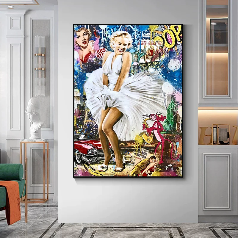 Плакат Мэрилин Монро, картины на холсте, модные, сексуальные Женские граффити, уличный поп-арт, настенные панно для украшения дома, комнаты . ' - ' . 0