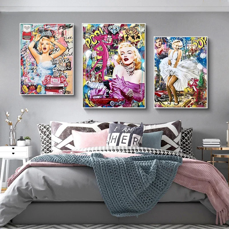 Плакат Мэрилин Монро, картины на холсте, модные, сексуальные Женские граффити, уличный поп-арт, настенные панно для украшения дома, комнаты . ' - ' . 1