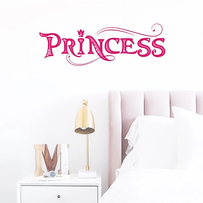 Наклейка на стену с изображением детского письма, розовая самоклеящаяся настенная художественная наклейка для домашнего декора, розовый узор принцессы, фоновая наклейка на стену . ' - ' . 0