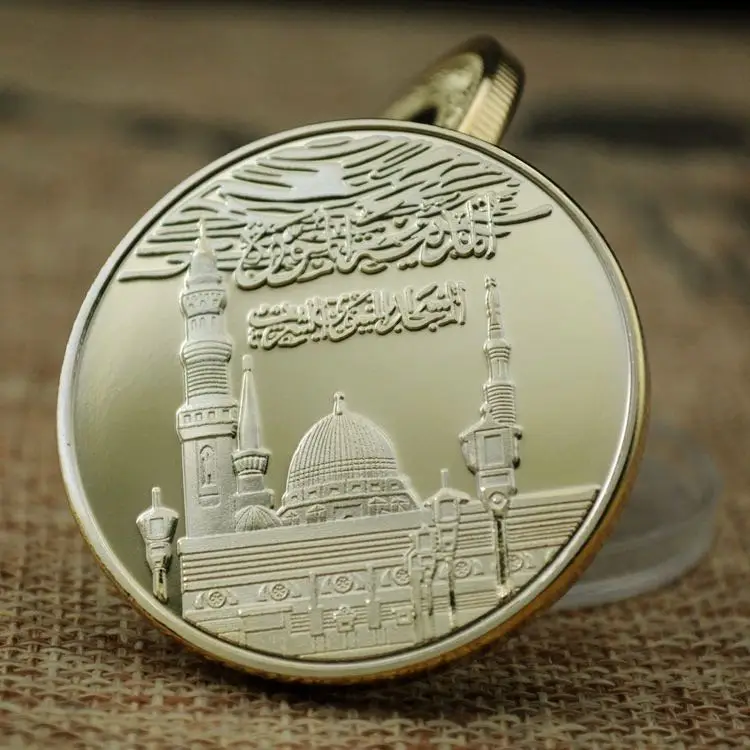 Мусульманская религия Вера Круглая Позолоченная Памятная монета Арабский Исламский мусульманский сувенир, Медаль, Значок . ' - ' . 2