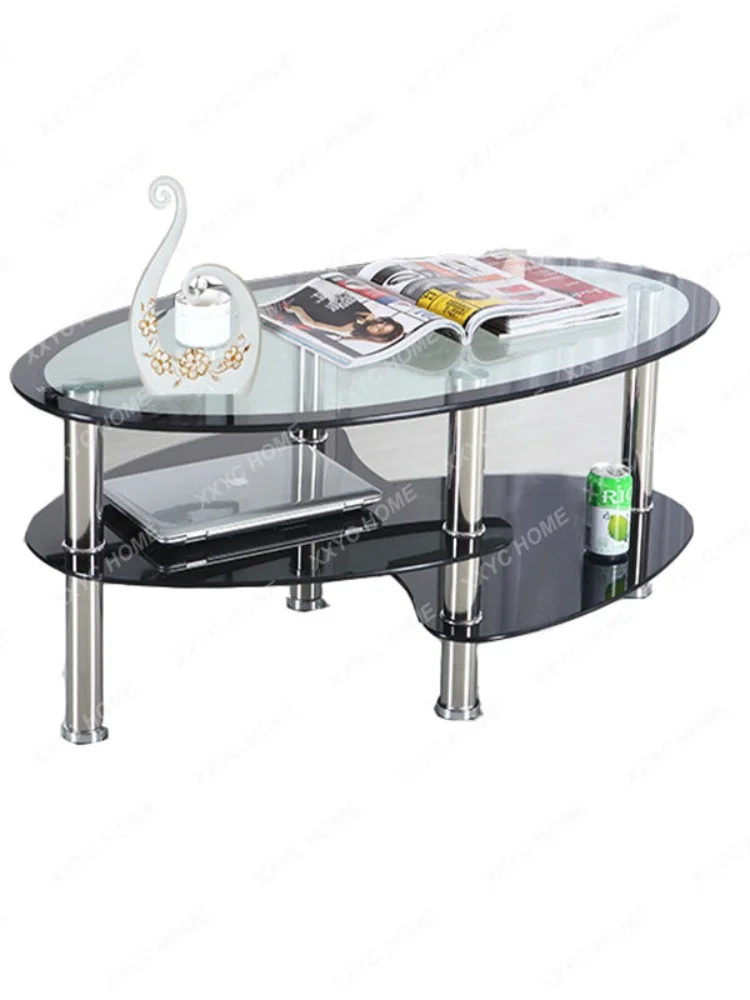 Журнальный столик для маленькой квартиры из закаленного стекла, комната простоты, Маленький чайный столик овальной формы, Креативный простой чайный столик, Маленький круглый столик . ' - ' . 1
