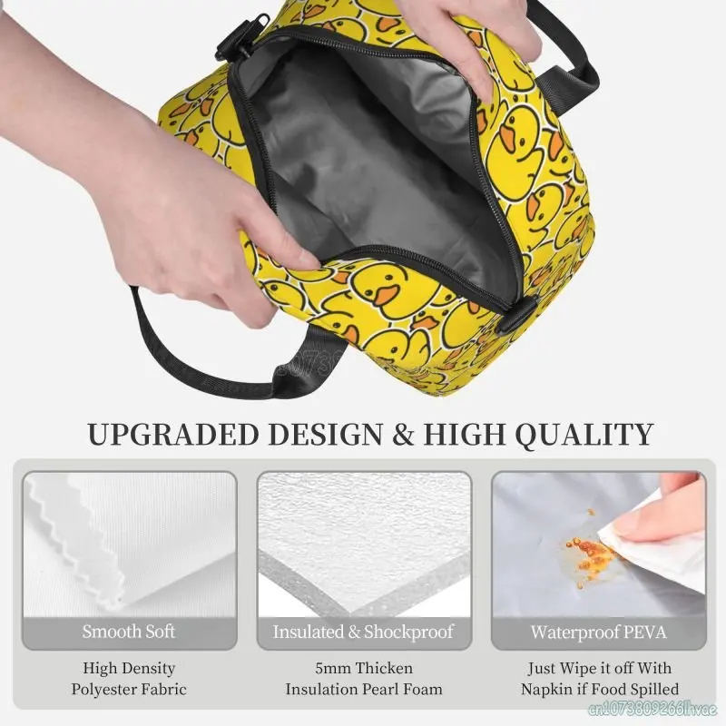 Симпатичная сумка для ланча в виде желтой утки с регулируемым плечевым ремнем, изолированный ланч-бокс, термосумка-холодильник, многоразовая сумка-тоут для женщин и мужчин . ' - ' . 2
