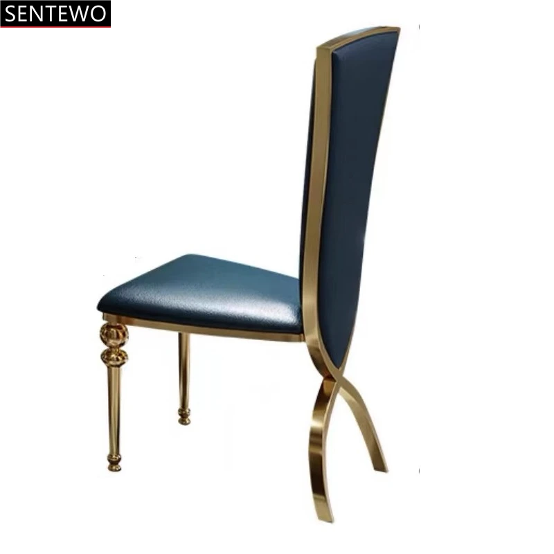 Роскошный кухонный обеденный стол из каменной плиты и 8 стульев с золотой основой из нержавеющей стали, стол из искусственного мрамора, Мебель Mesa Escritorio . ' - ' . 4