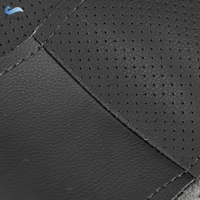 Чехол из мягкой перфорированной кожи для Hyundai Sonata 9 2015 2016 2017 4- Внутренняя отделка крышки рулевого колеса автомобиля ручной работы со спицами Черного цвета . ' - ' . 2