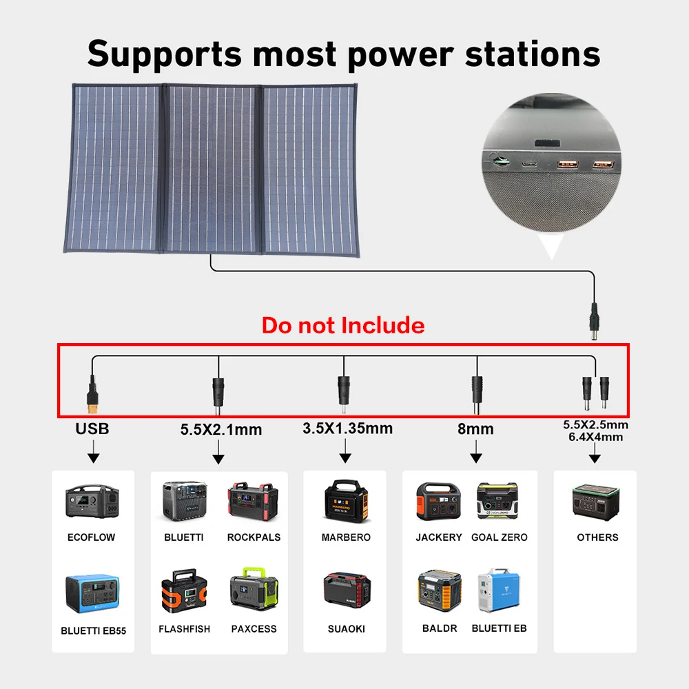 Новая Складная Портативная Солнечная Панель 60 Вт 100 Вт 120 Вт 160 Вт 200 Вт Панель Солнечной Батареи 12V Зарядное Устройство 5V Комплект Системы Зарядки Телефона . ' - ' . 5