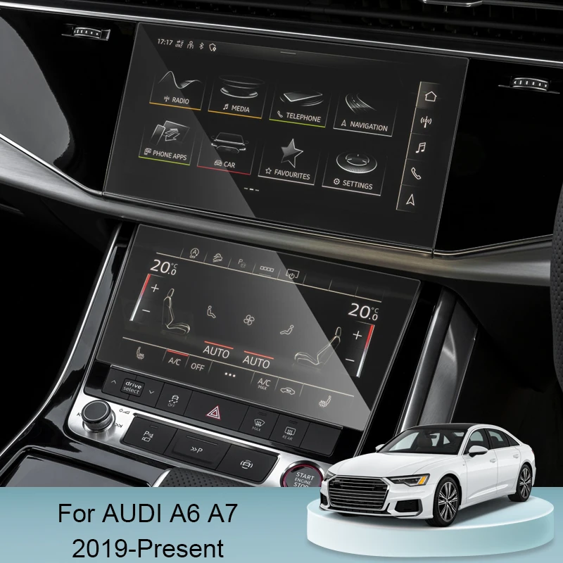 Пленка для экрана GPS-навигации автомобиля, пленка для дисплея приборной панели, наклейка на стекло экрана климат-контроля для AUDI A6 A7, Аксессуар 2019 года выпуска . ' - ' . 1