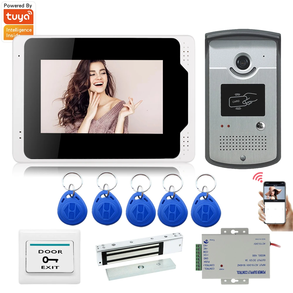 Умный видеодомофон Wifi 1080P для дома с сенсорным экраном Домофон Жилой дверной звонок Квартира Водонепроницаемый видеодомофон Tuya . ' - ' . 0