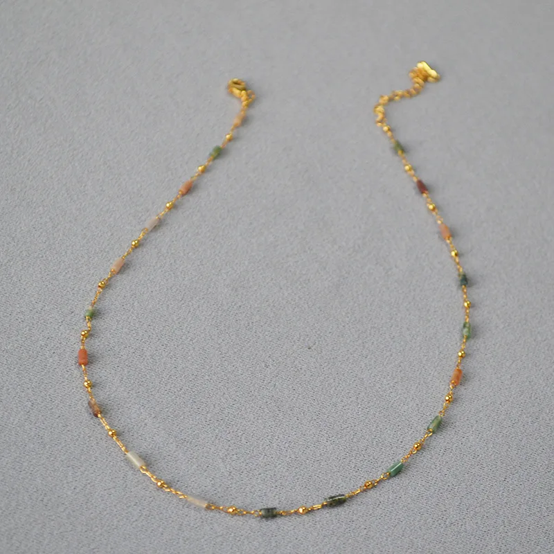 Ожерелье LONDANY в стиле литературного ретро из натурального натурального камня, расшитое бисером, простое темпераментное короткое ожерелье на ключице для женщин . ' - ' . 0
