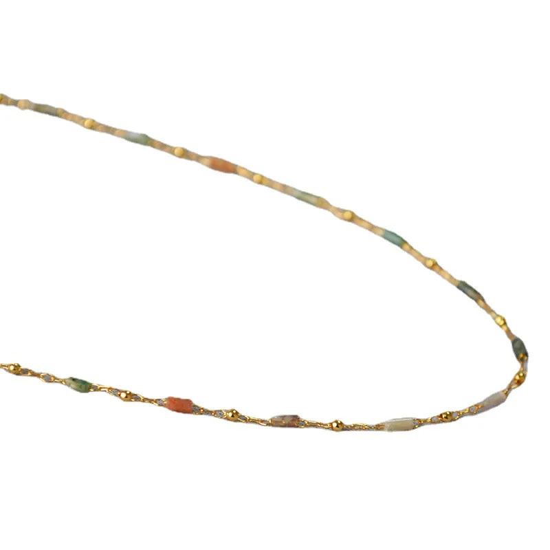 Ожерелье LONDANY в стиле литературного ретро из натурального натурального камня, расшитое бисером, простое темпераментное короткое ожерелье на ключице для женщин . ' - ' . 4