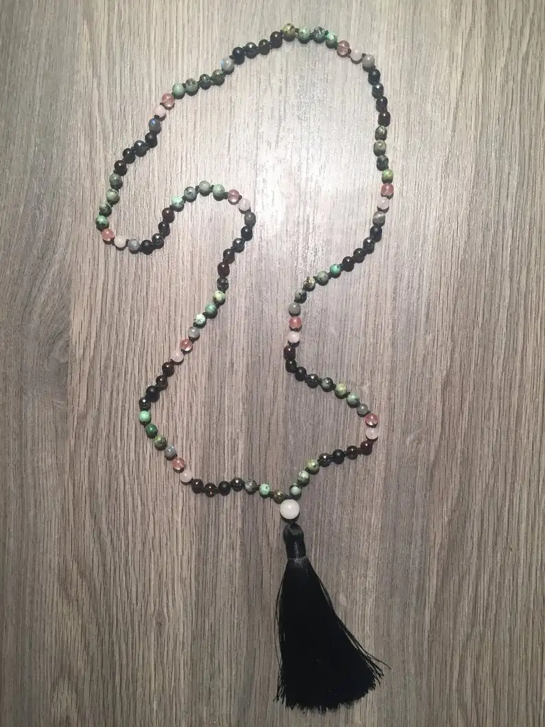 Ожерелье из 108 бусин Мала, фиолетовый кварц и лазурит, ожерелье Мала, ожерелья для медитации, украшения для йоги Taeesl . ' - ' . 2
