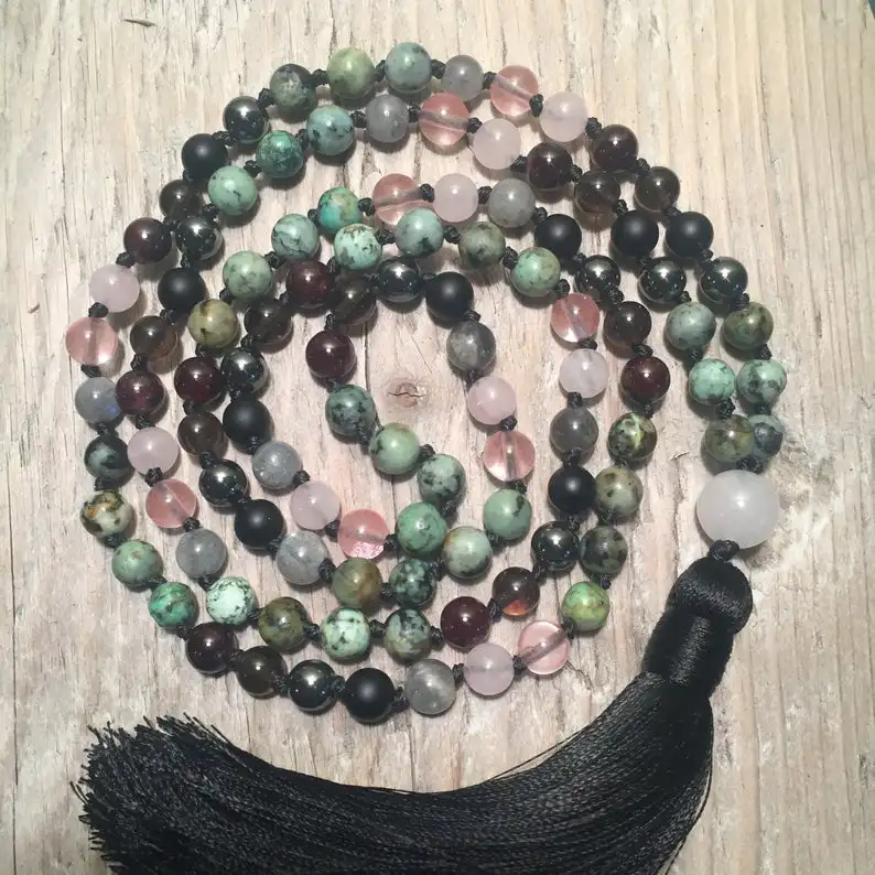 Ожерелье из 108 бусин Мала, фиолетовый кварц и лазурит, ожерелье Мала, ожерелья для медитации, украшения для йоги Taeesl . ' - ' . 3