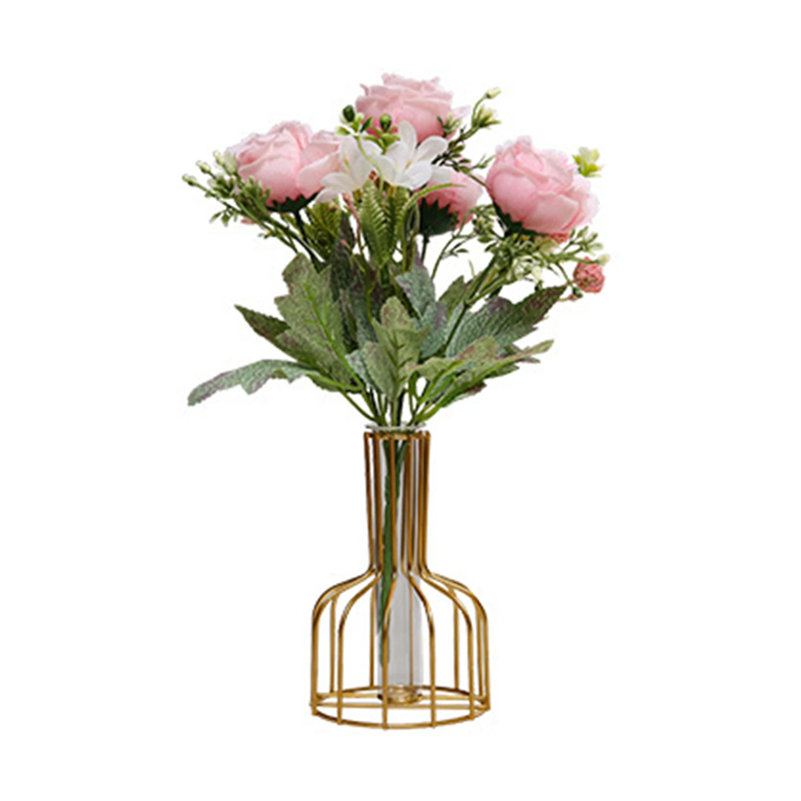 Простая золотая стеклянная ваза, геометрическая фермерская ваза, декоративные вазы для предметов декора книжных полок . ' - ' . 0