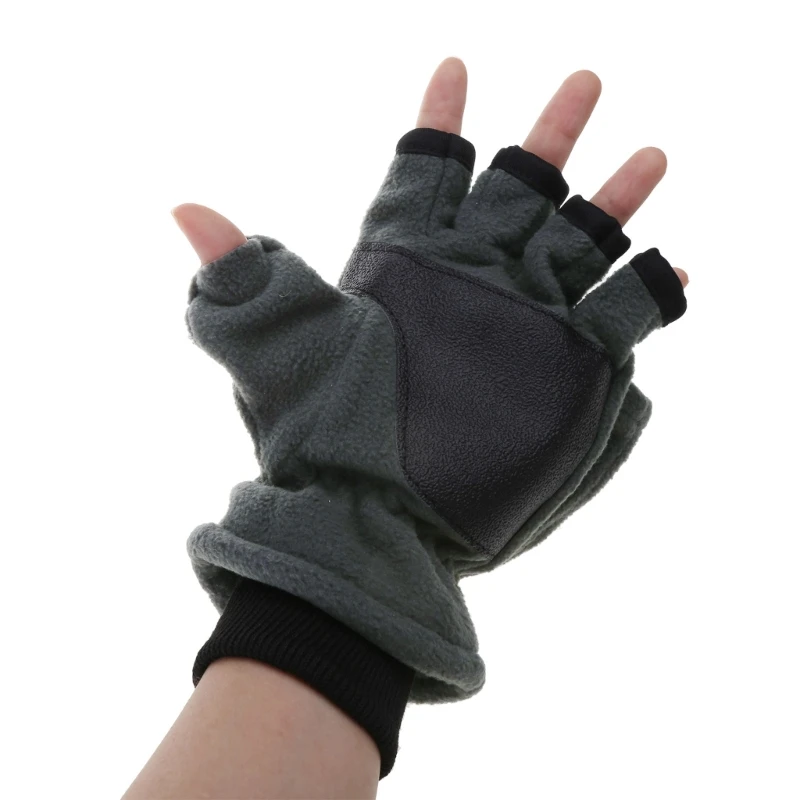 Унисекс Зимние флисовые перчатки с откидывающимися полупальцами, варежки-трансформеры с сенсорным экраном . ' - ' . 4