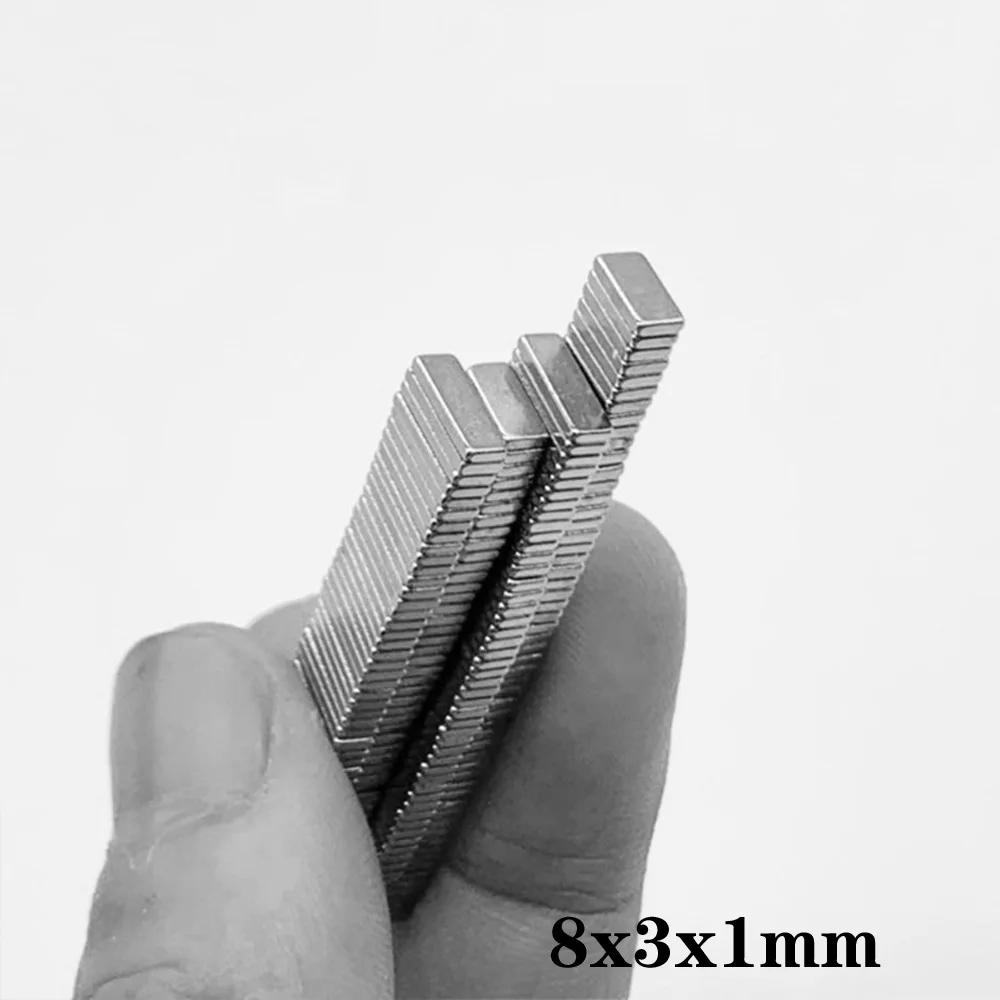 20ШТ 8x3x1 Маленькие блочные магниты N35 8*3*1 Неодимовый магнит 8* 3* 1 мм Постоянный магнит NdFeB Сильный Мощный магнитный 8x3x1 мм . ' - ' . 2