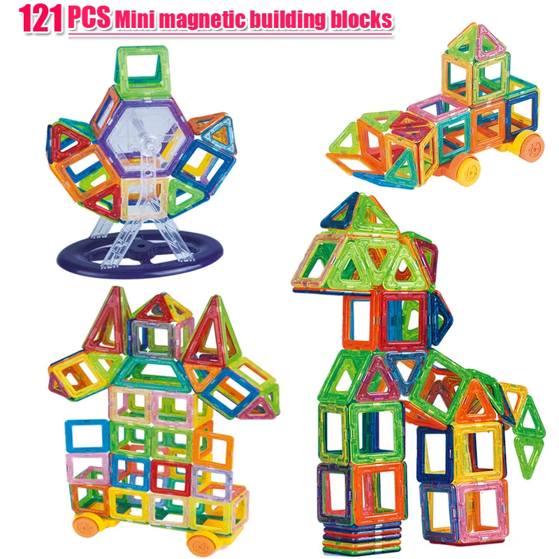 121 шт. Мини-магнитные Строительные блоки Магнитный Конструктор, Дизайнерский набор, модель и строительные Магнитные блоки, Обучающая игрушка для детей . ' - ' . 0