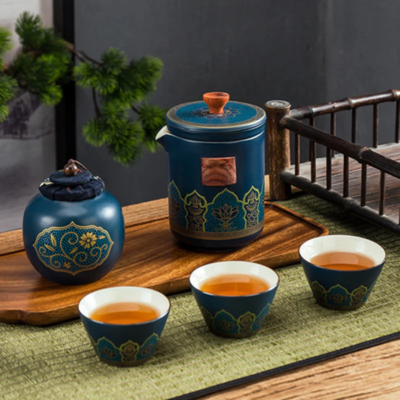Элитная бутиковая чайная чашка цвета морской волны, Керамическая Роспись золотом, Персональная Маленькая Чайная чаша, Чайный набор Кунг-фу, чашка на одну чашку . ' - ' . 2