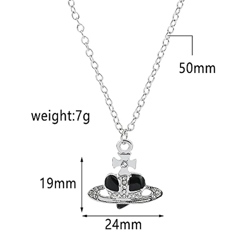 Ожерелье с подвеской в виде сердца Сатурн Для женщин, ретро Серьги-гвоздики, Ювелирные изделия, Металлическая цепочка для свитера Planet, Модное ожерелье, Подарочные Аксессуары . ' - ' . 1