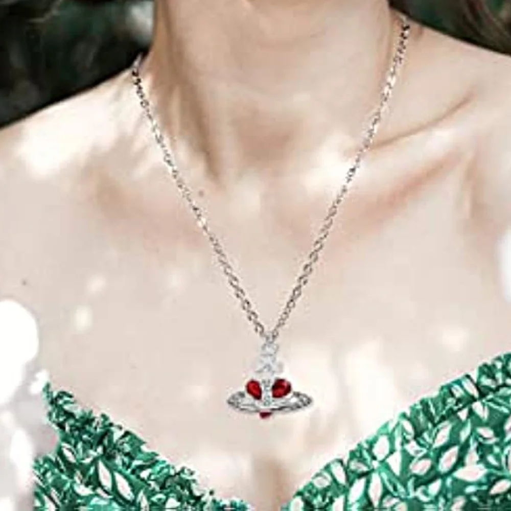 Ожерелье с подвеской в виде сердца Сатурн Для женщин, ретро Серьги-гвоздики, Ювелирные изделия, Металлическая цепочка для свитера Planet, Модное ожерелье, Подарочные Аксессуары . ' - ' . 3