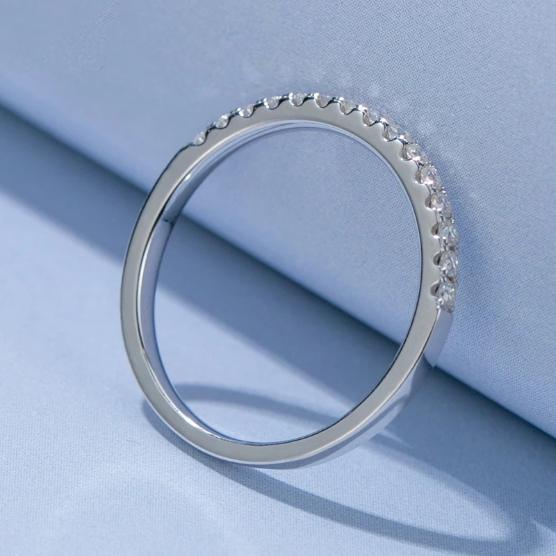 Кольца с муассанитом DJMAX S925 из стерлингового серебра Half Eternity с бриллиантом 1,5 мм, изысканное обручальное кольцо для женщин, подарок ювелирных изделий . ' - ' . 1