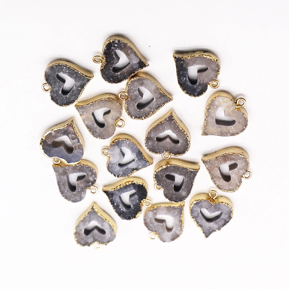 Изысканное позолоченное ожерелье из натурального камня, кулон, Агатовые серьги в форме сердца, Аксессуары для ювелирных изделий 