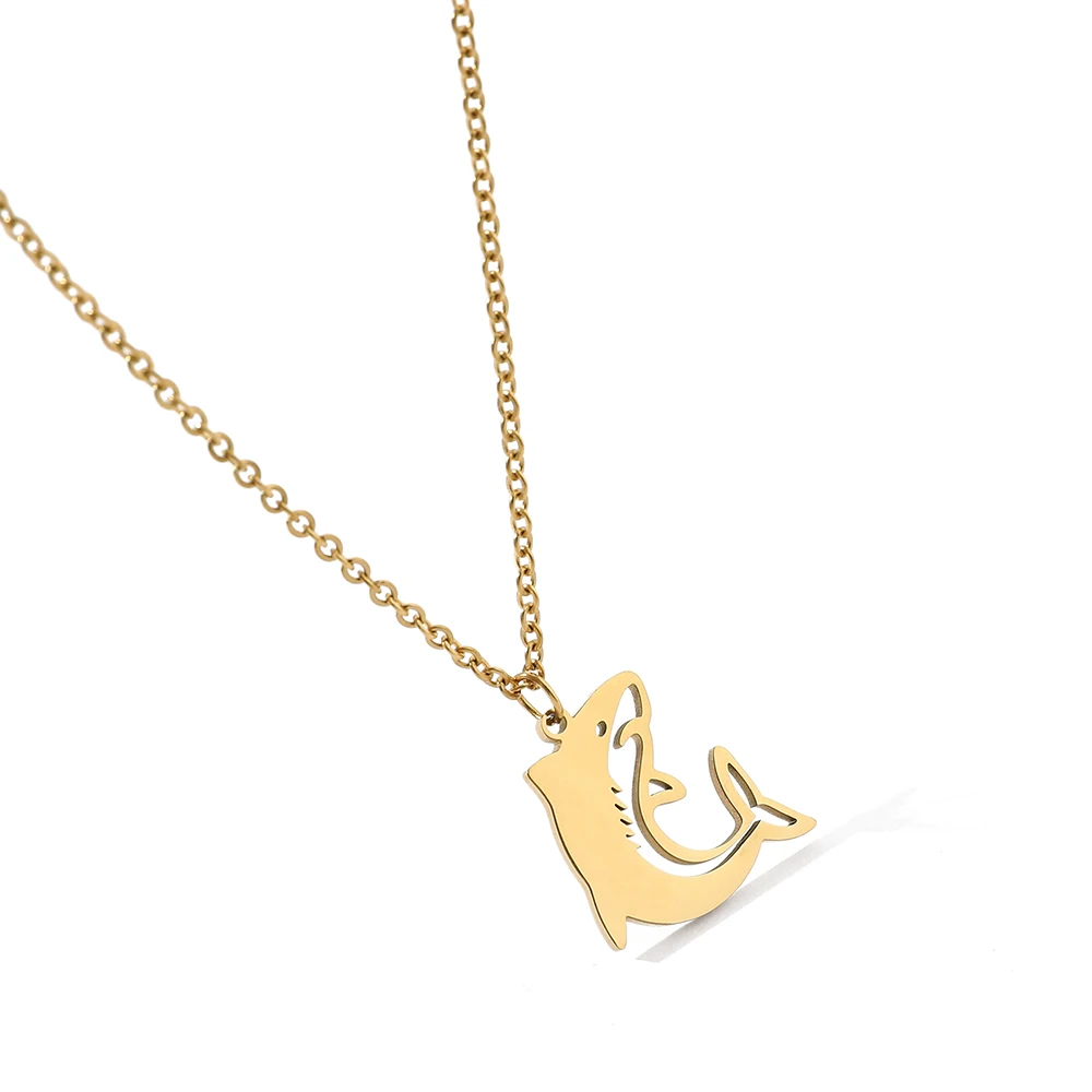 Золотое ожерелье с подвеской в виде Акулы, ювелирные изделия в стиле хип-хоп панк для мужчин, Модная Цепочка на шею из нержавеющей стали, Аксессуары для вечеринок, Подарки . ' - ' . 1