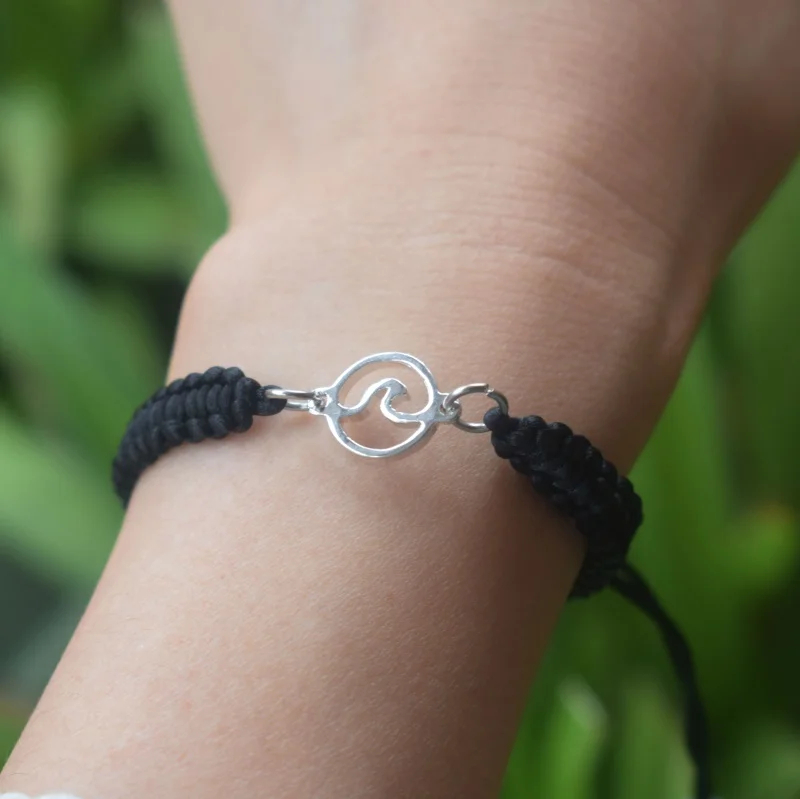 Счастливые регулируемые браслеты с волнистым переплетением из черной веревки, дружба, лучшие подарки для женщин . ' - ' . 0