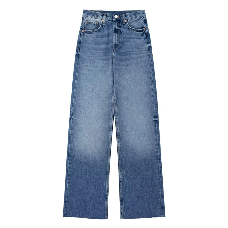 Европейская и американская женская одежда, весенние Новые джинсовые брюки в уличном стиле, универсальные повседневные джинсы с высокой талией и широкими штанинами . ' - ' . 5