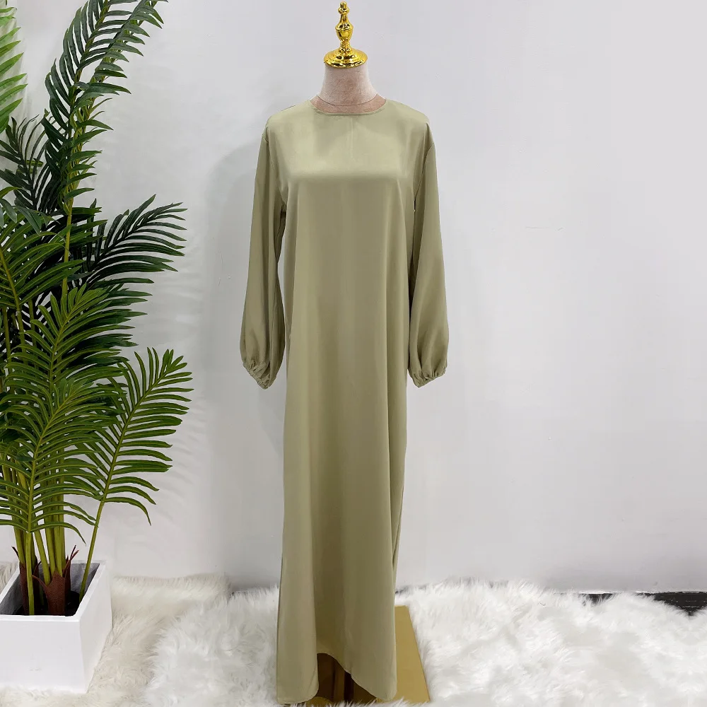 2023 Новый Дубай Абайя Мусульманский Рамадан Вечернее Платье Атласный Комплект из 2 частей Арабские Платья Исламская Одежда для Женщин Eid Скромное Платье . ' - ' . 4