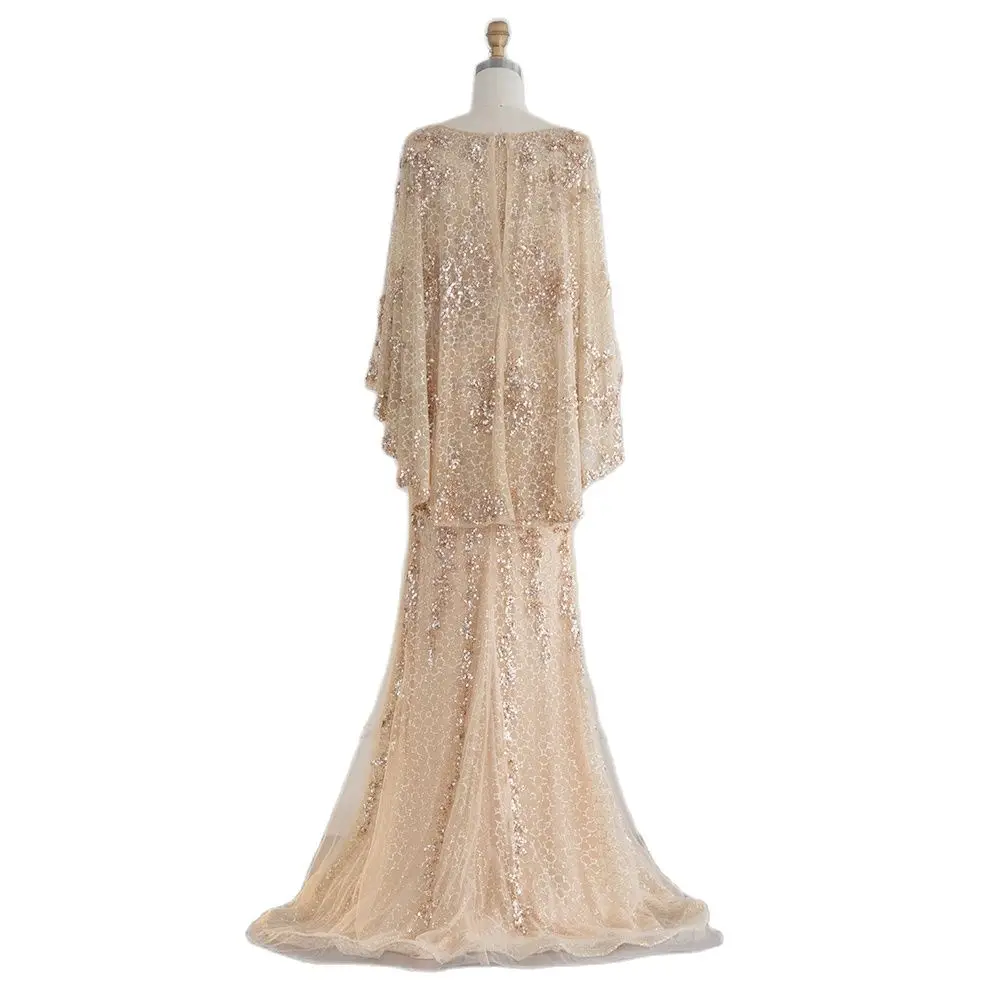 Роскошные вечерние платья русалки i Gold с накидкой-шалью, арабское вечернее платье для выпускного вечера для женщин, свадебная вечеринка . ' - ' . 2