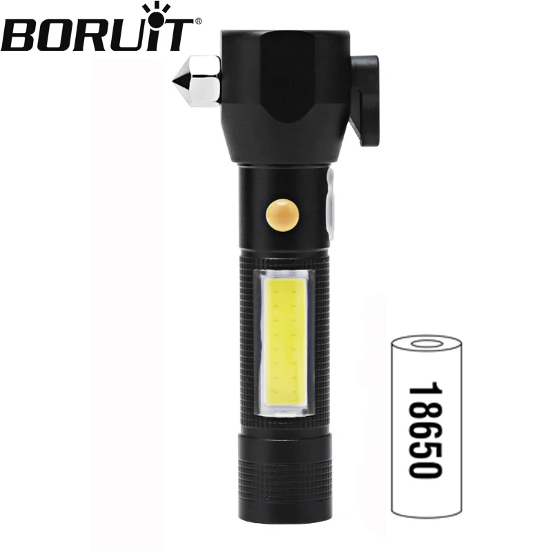 BORUiT Мощный светодиодный фонарик Safety Hammer, 5-режимное освещение, водонепроницаемые факелы, перезаряжаемый фонарь для самообороны в кемпинге на открытом воздухе . ' - ' . 0