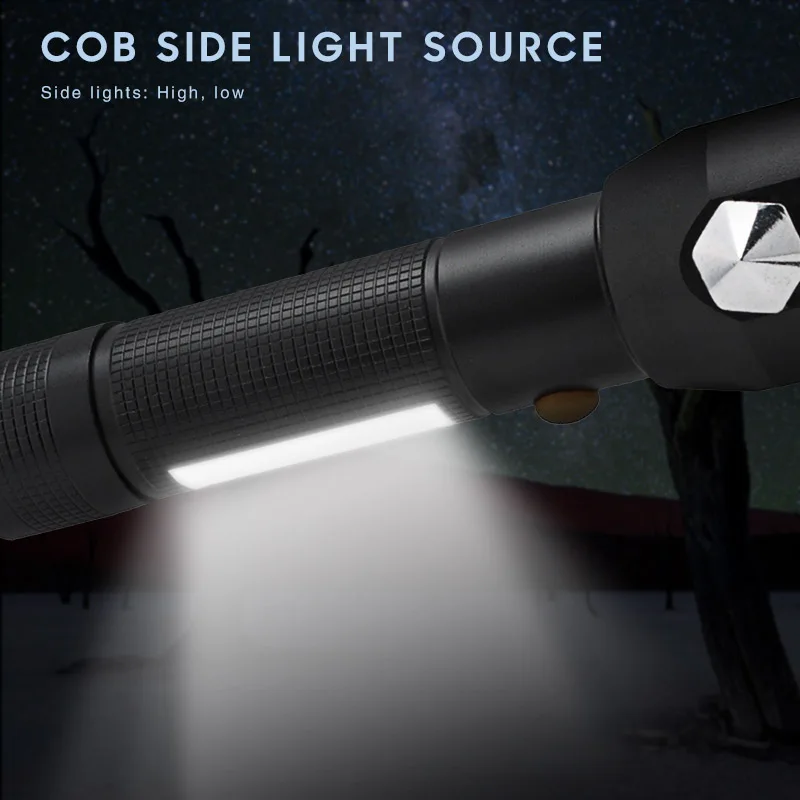 BORUiT Мощный светодиодный фонарик Safety Hammer, 5-режимное освещение, водонепроницаемые факелы, перезаряжаемый фонарь для самообороны в кемпинге на открытом воздухе . ' - ' . 2