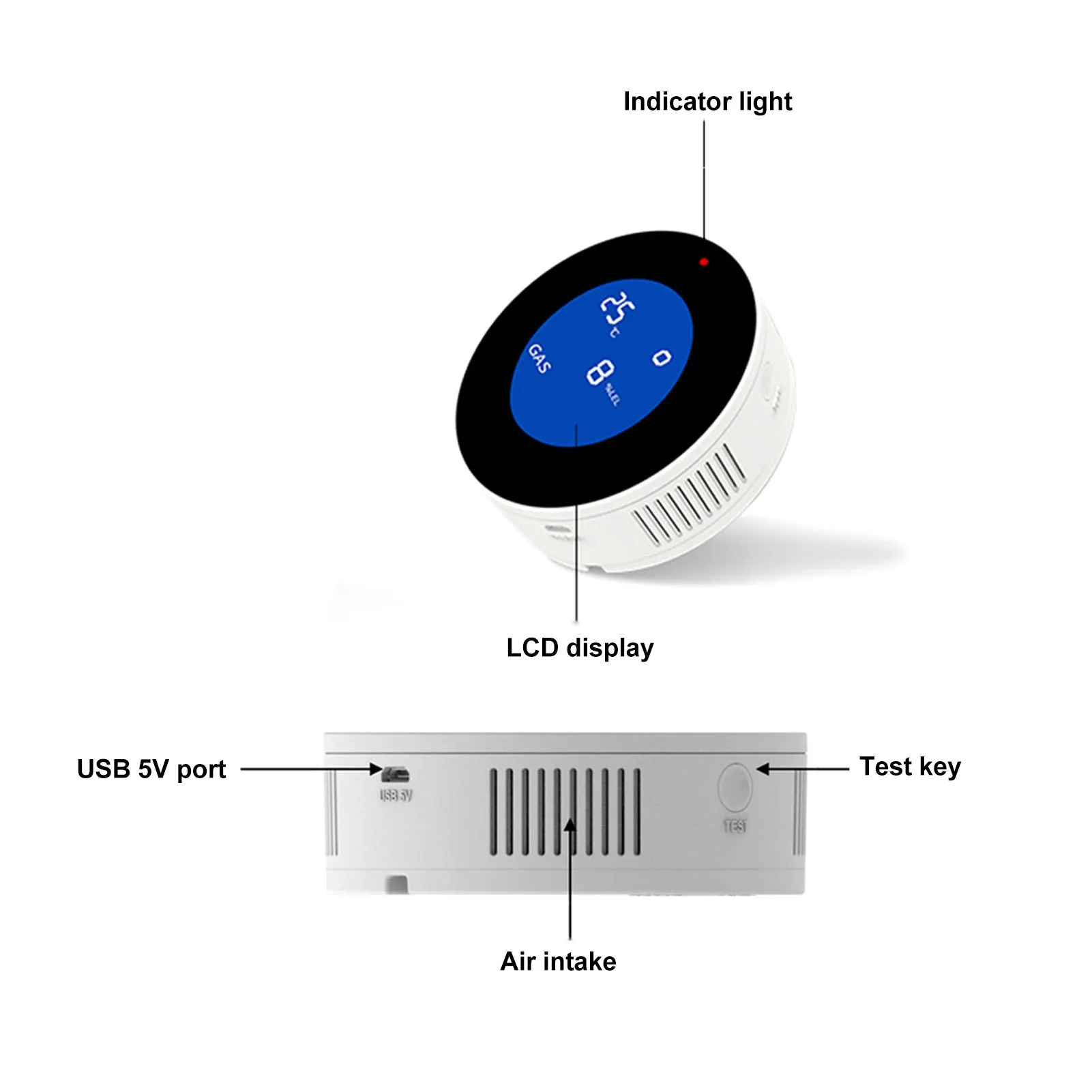 Умный детектор газа 90 ДБ Звуковая сигнализация WiFi Детектор природного газа Сигнализация для кухни Дома отеля DC5V горячая продажа . ' - ' . 3