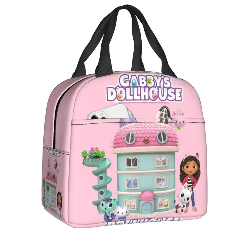 Изолированная сумка для ланча Gabbys Dollhouse для женщин Mercat Cat Портативный термоохладитель Bento Box School . ' - ' . 0