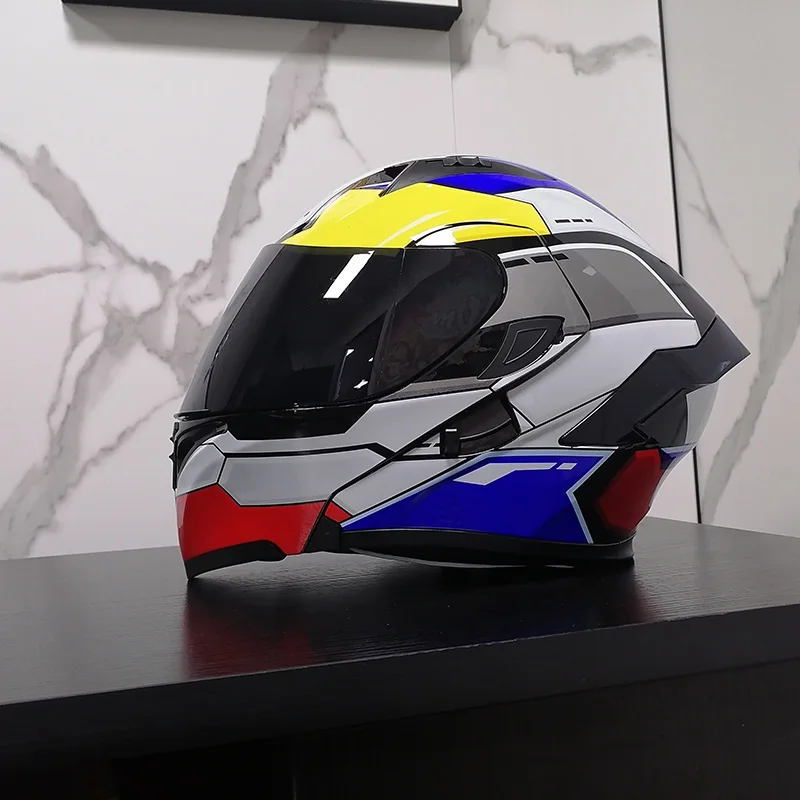 Модульный мотоциклетный шлем Filp up, полнолицевой гоночный шлем, двойные козырьки, одобренный DOT motosiklet kaskı . ' - ' . 1