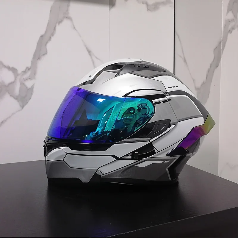 Модульный мотоциклетный шлем Filp up, полнолицевой гоночный шлем, двойные козырьки, одобренный DOT motosiklet kaskı . ' - ' . 3