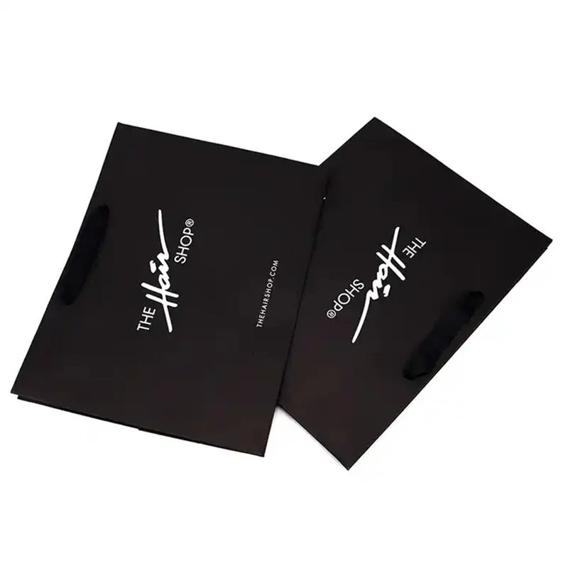500 шт./Оптовая продажа Модный картон 250 г Черный бумажный пакет С напечатанным на заказ логотипом Роскошная одежда Упаковка Подарочная сумка для покупок . ' - ' . 3