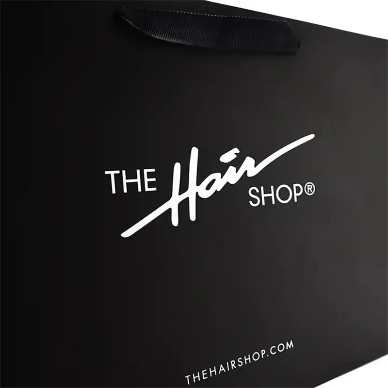 500 шт./Оптовая продажа Модный картон 250 г Черный бумажный пакет С напечатанным на заказ логотипом Роскошная одежда Упаковка Подарочная сумка для покупок . ' - ' . 5