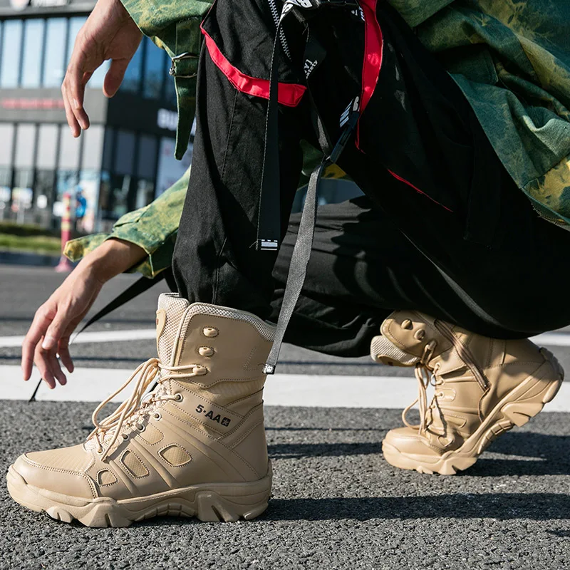 Тактическая обувь, мужские военные ботинки, мужские военные тактические ботинки на шнуровке, уличные противоскользящие армейские безопасные ботинки, мотоциклетные ботинки . ' - ' . 2