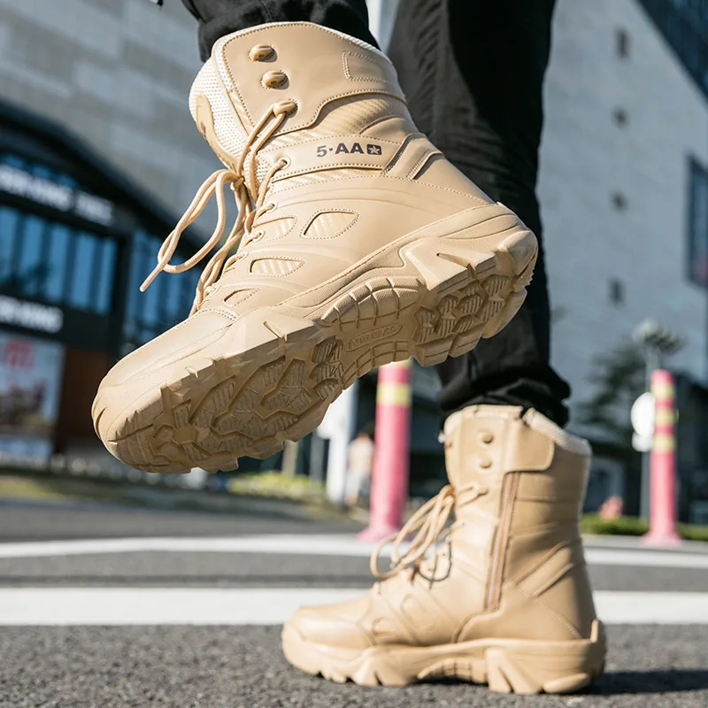 Тактическая обувь, мужские военные ботинки, мужские военные тактические ботинки на шнуровке, уличные противоскользящие армейские безопасные ботинки, мотоциклетные ботинки . ' - ' . 4